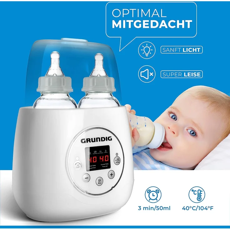 Grundig Flaschenwärmer Baby Fläschchenwärmer 3in1 - Anti Bauchweh Automatik für 2 Flaschen I Babykostwärmer mit Reise Sterilisator für Babyflaschen Gläschenwärmer Warmhalter baby bottle warmer – Bild 5