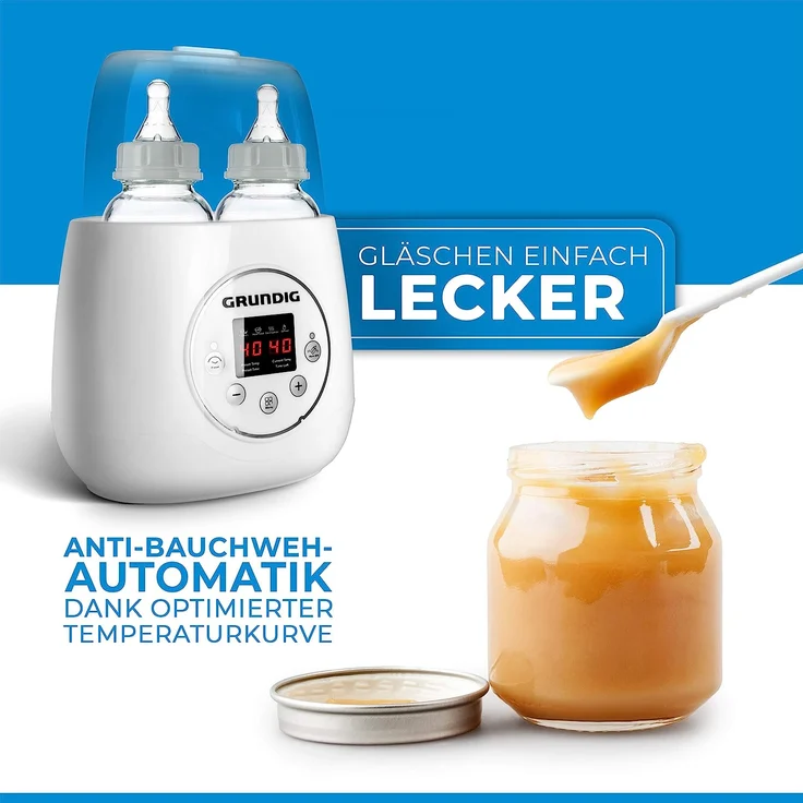 Grundig Flaschenwärmer Baby Fläschchenwärmer 3in1 - Anti Bauchweh Automatik für 2 Flaschen I Babykostwärmer mit Reise Sterilisator für Babyflaschen Gläschenwärmer Warmhalter baby bottle warmer – Bild 8