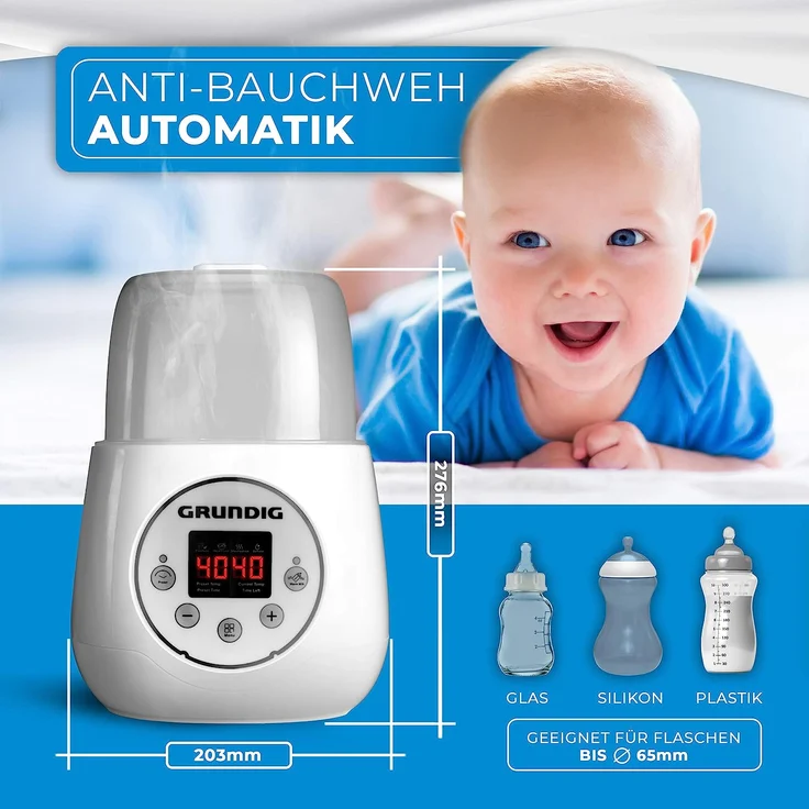 Grundig Flaschenwärmer Baby Fläschchenwärmer 3in1 - Anti Bauchweh Automatik für 2 Flaschen I Babykostwärmer mit Reise Sterilisator für Babyflaschen Gläschenwärmer Warmhalter baby bottle warmer – Bild 6