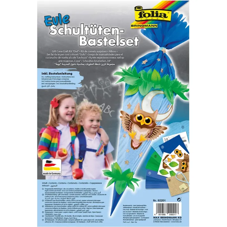 Folia Schultüten-Bastelset - Eule 6-Eckig 68cm – Bild 3
