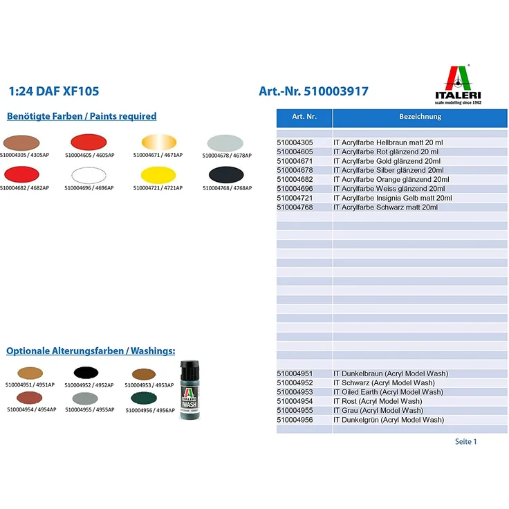 Italeri 3917 DAF XF 105 Smoky Jr. – 1:24 LKW Modell, Zugmaschine mit Airbrush, 245 mm Langer Showtruck, Modellbau, Bausatz, detailgetreu – Bild 2