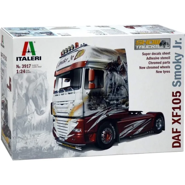 Italeri 3917 DAF XF 105 Smoky Jr. – 1:24 LKW Modell, Zugmaschine mit Airbrush, 245 mm Langer Showtruck, Modellbau, Bausatz, detailgetreu