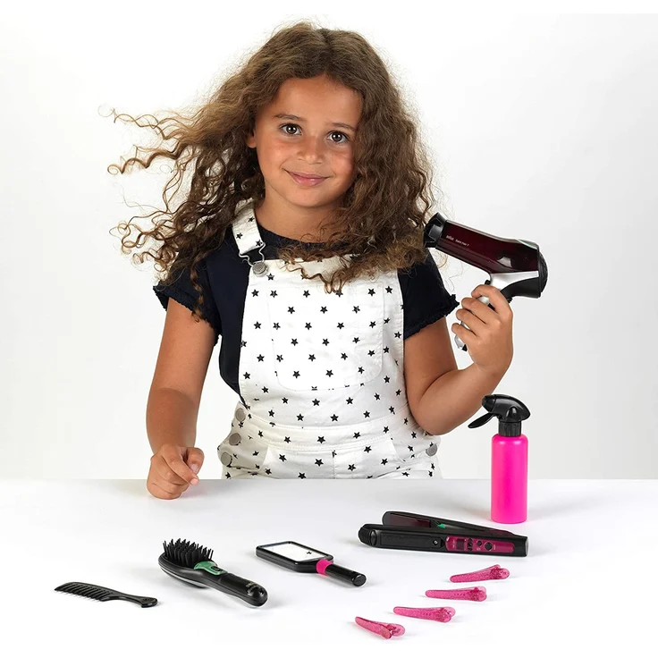 Theo Klein 5873 Braun Satin Hair 7 Mega Set I Mit Haarglätter, Bürste und vielem mehr I Batteriebetriebener Fön I Verpackungsmaße: 49,5 cm x 8 cm x 26 cm I Spielzeug für Kinder ab 3 Jahren – Bild 2