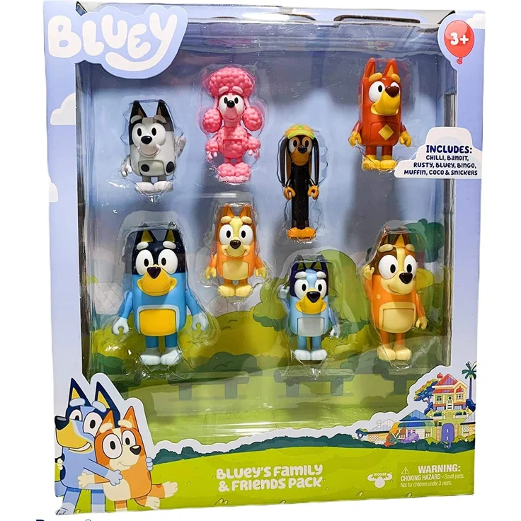 Blueys 8er-Figurenpack "Familie und Freunde": 6,3–7,6 cm große Figuren mit beweglichen Gelenken, 8er-Pack, offizieller Bluey-Sammelartikel - Preisvergleich – Bild 3
