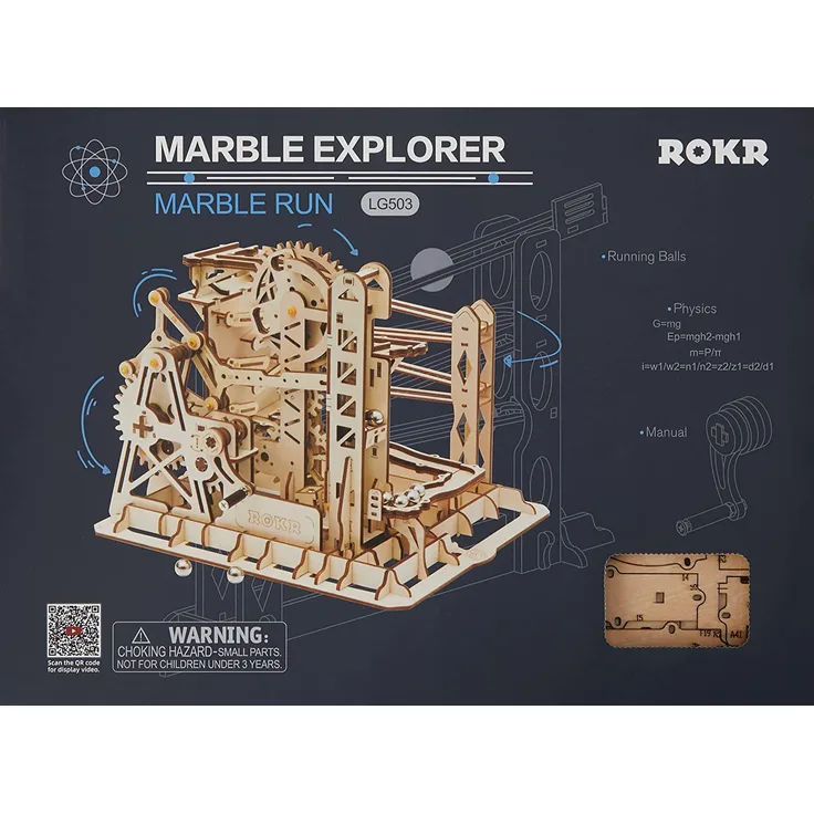 Robotime bausatz Kugelbahn Elevator Coaster Holz braun 224-teilig
