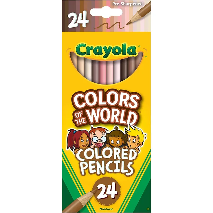 Crayola Colours of the World Buntstifte Hautfarbe, Malstifte Set für Kinder in 24 verschiedenen Farbtönen, Buntstifte Kinder mit den Hautfarbtönen der ganzen Welt, Bastel Set, Malstifte ab 3 Jahre
