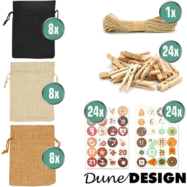 DIY Adventskalender zum Befüllen - 24 Geschenk Säckchen - Komplettes Bastelset – Bild 8