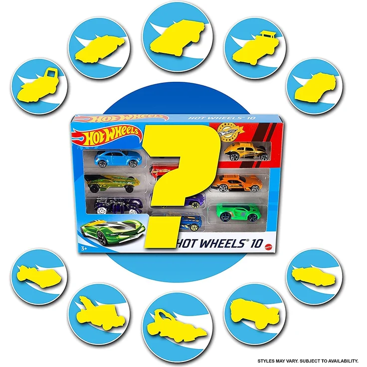 Hot Wheels 54886 - 1:64 Die-Cast Auto Geschenkset, je 10 Spielzeugautos, zufällige Auswahl, ab 3 Jahren, 10er Pack – Bild 4