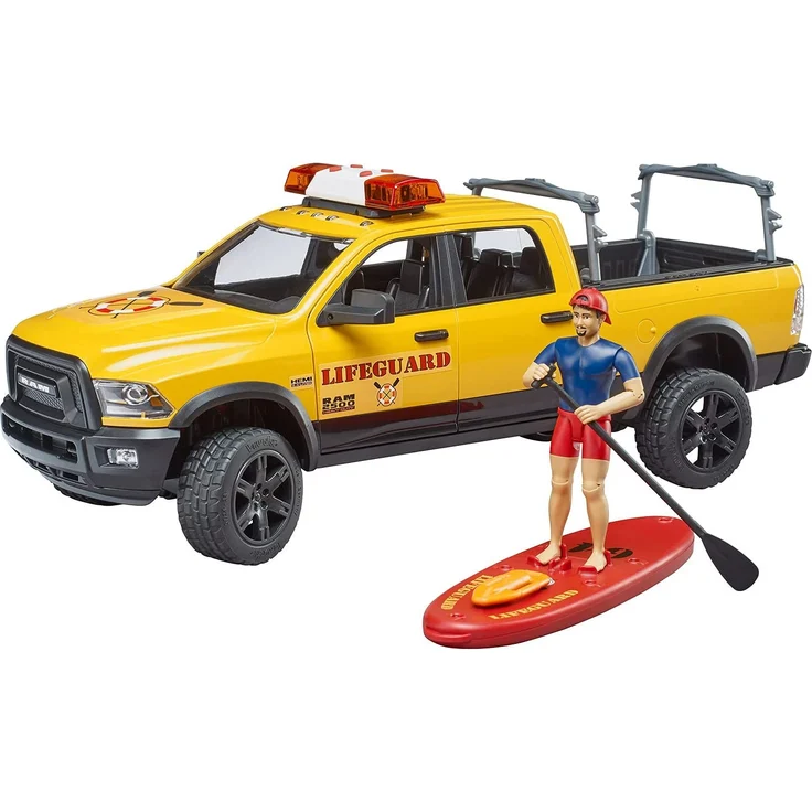 Bruder - RAM 2500 PowerWagon Life Guard Figur, Stand Up Paddle, L+S-M – Bild 5