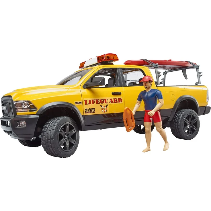 Bruder - RAM 2500 PowerWagon Life Guard Figur, Stand Up Paddle, L+S-M – Bild 1