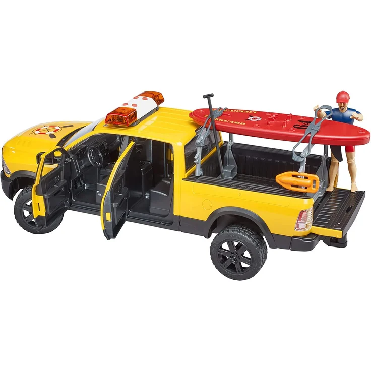 Bruder - RAM 2500 PowerWagon Life Guard Figur, Stand Up Paddle, L+S-M – Bild 6
