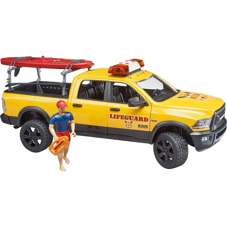 Bruder - RAM 2500 PowerWagon Life Guard Figur, Stand Up Paddle, L+S-M – Bild 2