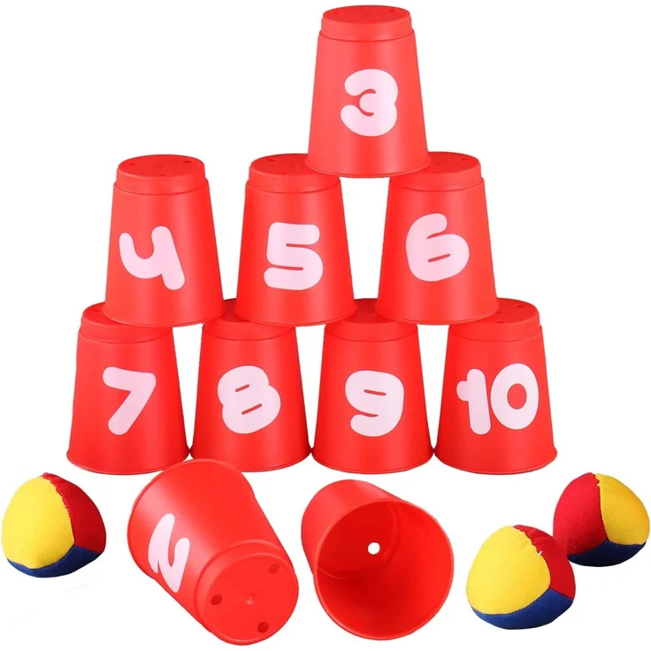 Idena 40416 - Ballwurfspiel mit 10 Bechern und 3 Bällen, ab 3 Jahren, für Geburtstagsfeiern, im Garten oder Park – Bild 4