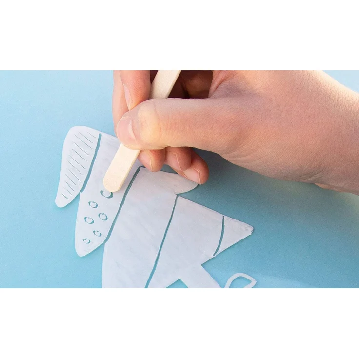 folia 39229 - Maxi-Set Fensterbilder für die kalte Jahreszeit, inkl. 8 Malvorlagen, 1 Kreidemarker und 6 Kreidestiften – Bild 6