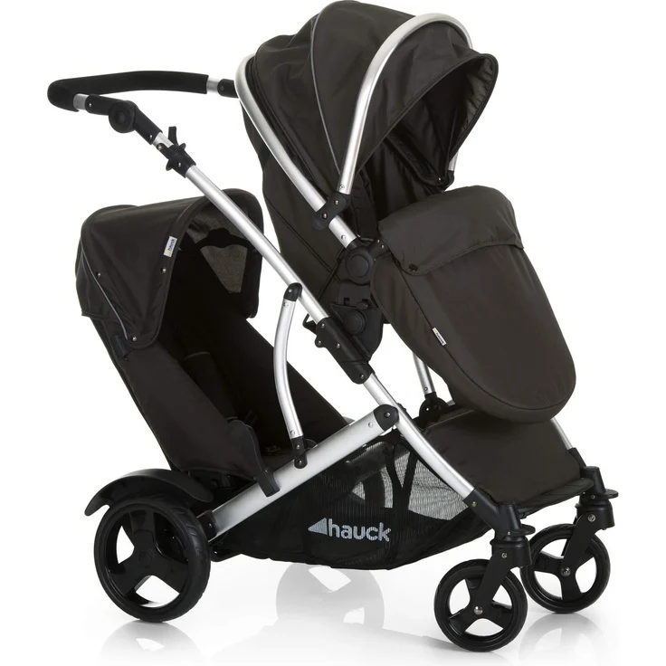 Hauck Geschwister Kinderwagen Duett 2 / Buggy für 2 Kinder / Sitz Oben Umbaubar in Baby Wanne für Neugeborene/ Regen Verdeck inkl. / Belastbar bis 36 kg / Faltbar / 1 Stück (1er Pack), Forest Schwarz – Bild 11