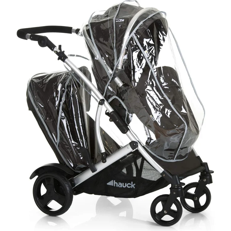 Hauck Geschwister Kinderwagen Duett 2 / Buggy für 2 Kinder / Sitz Oben Umbaubar in Baby Wanne für Neugeborene/ Regen Verdeck inkl. / Belastbar bis 36 kg / Faltbar / 1 Stück (1er Pack), Forest Schwarz – Bild 4