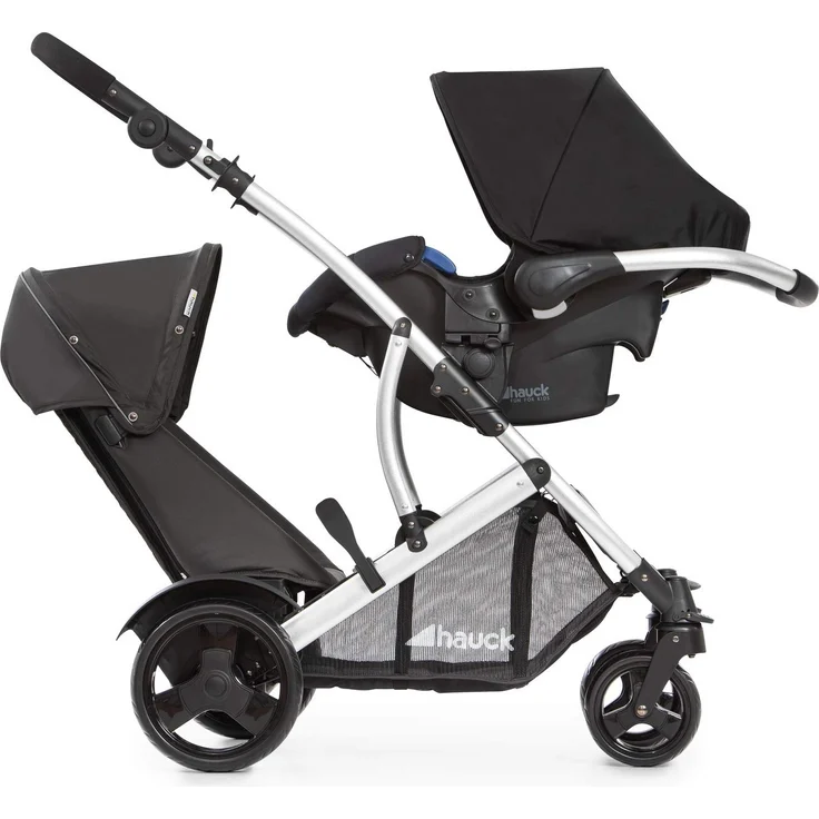 Hauck Geschwister Kinderwagen Duett 2 / Buggy für 2 Kinder / Sitz Oben Umbaubar in Baby Wanne für Neugeborene/ Regen Verdeck inkl. / Belastbar bis 36 kg / Faltbar / 1 Stück (1er Pack), Forest Schwarz – Bild 24