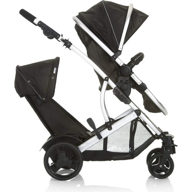 Hauck Geschwister Kinderwagen Duett 2 / Buggy für 2 Kinder / Sitz Oben Umbaubar in Baby Wanne für Neugeborene/ Regen Verdeck inkl. / Belastbar bis 36 kg / Faltbar / 1 Stück (1er Pack), Forest Schwarz – Bild 17