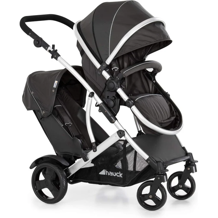 Hauck Geschwister Kinderwagen Duett 2 / Buggy für 2 Kinder / Sitz Oben Umbaubar in Baby Wanne für Neugeborene/ Regen Verdeck inkl. / Belastbar bis 36 kg / Faltbar / 1 Stück (1er Pack), Forest Schwarz – Bild 22