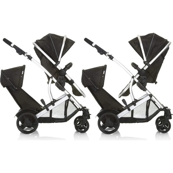 Hauck Geschwister Kinderwagen Duett 2 / Buggy für 2 Kinder / Sitz Oben Umbaubar in Baby Wanne für Neugeborene/ Regen Verdeck inkl. / Belastbar bis 36 kg / Faltbar / 1 Stück (1er Pack), Forest Schwarz – Bild 5