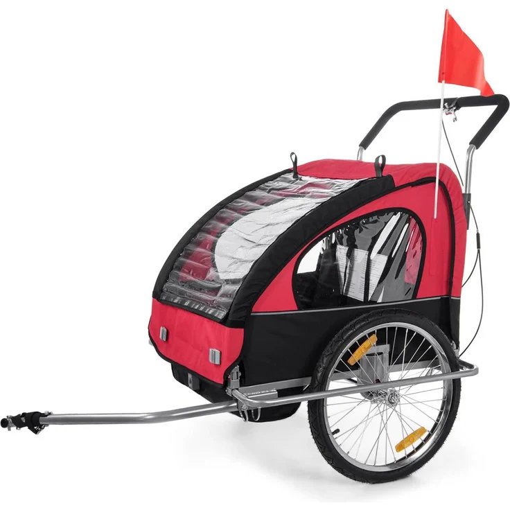 SAMAX Fahrradanhänger 2in1 Jogger - in Rot/Schwarz - Silver Frame – Bild 2