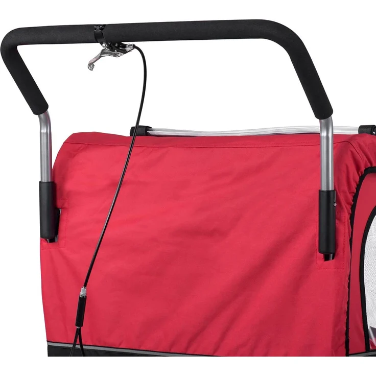 SAMAX Fahrradanhänger 2in1 Jogger - in Rot/Schwarz - Silver Frame – Bild 7
