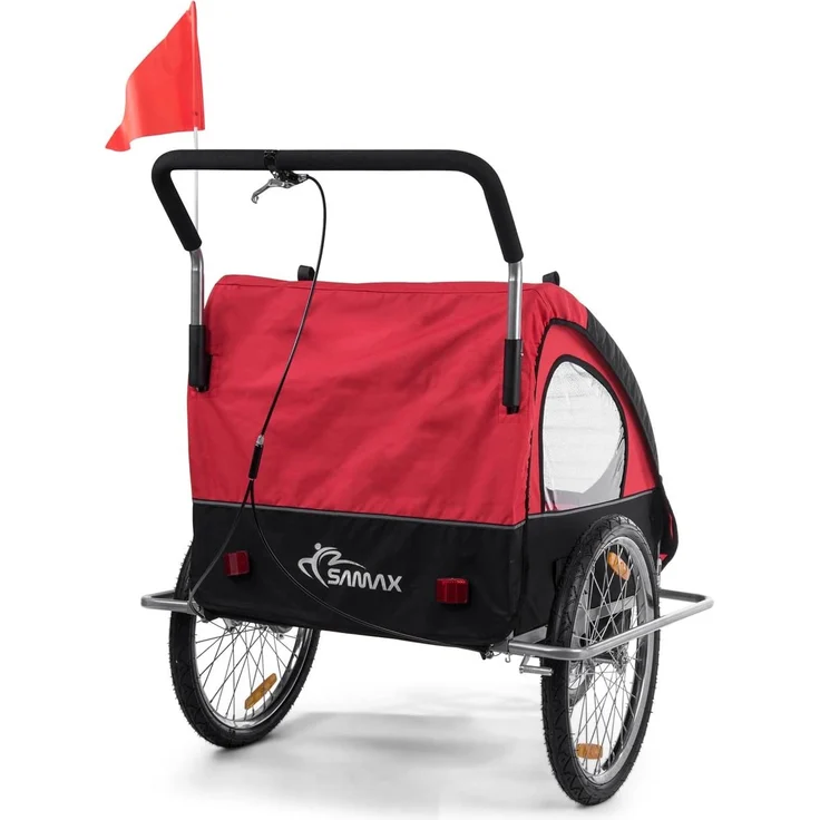 SAMAX Fahrradanhänger 2in1 Jogger - in Rot/Schwarz - Silver Frame – Bild 4