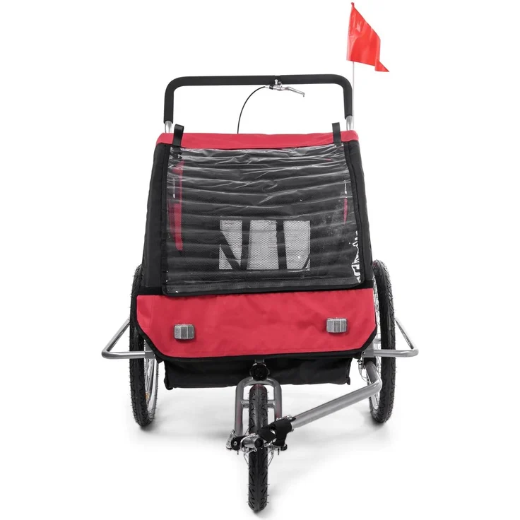 SAMAX Fahrradanhänger 2in1 Jogger - in Rot/Schwarz - Silver Frame – Bild 5