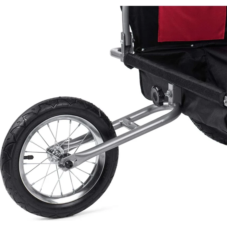SAMAX Fahrradanhänger 2in1 Jogger - in Rot/Schwarz - Silver Frame – Bild 8