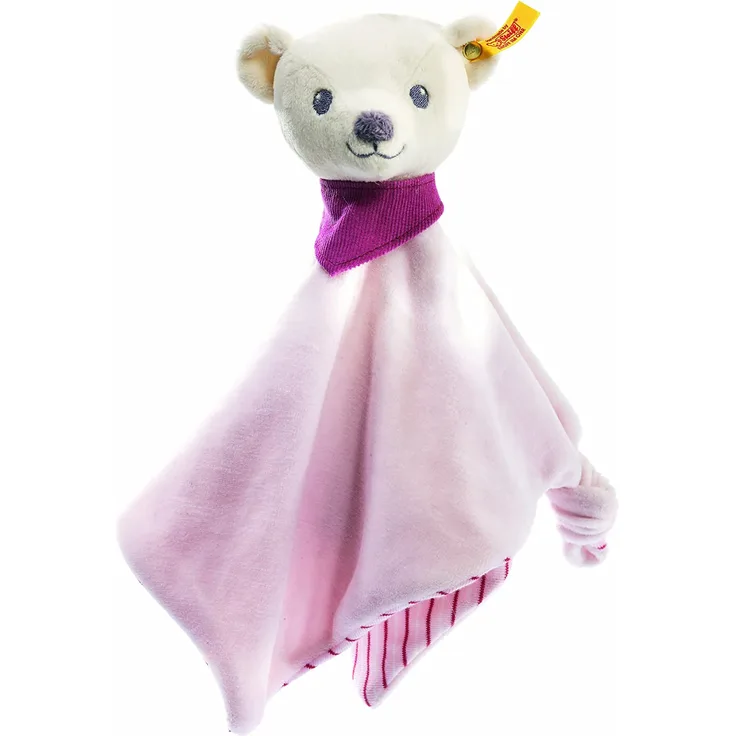 Steiff 238901 - Knuffi Bärchen Schmusetuch, 26 cm, weiß/rosa