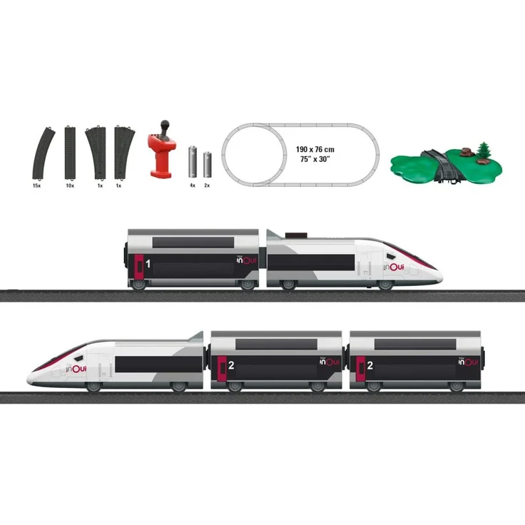 Märklin TGV Duplex Eisenbahn- & Zugmodell HO (1:87) Junge/Mädchen Kunststoff 5 Stück(e) Schwarz Weiß