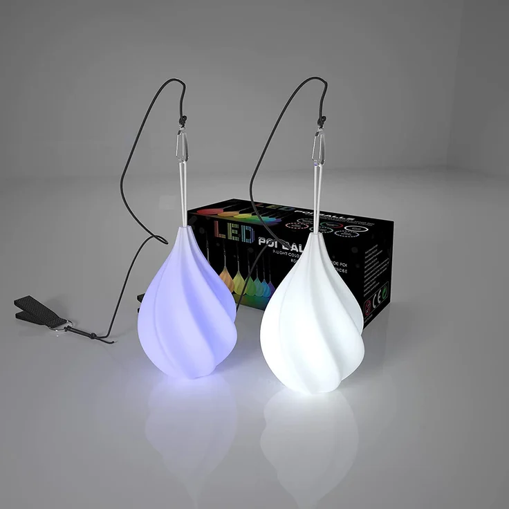 Papi Dada LED POI Bälle - Verbesserte POI Jonglierbälle, Zirkusartikel Spielzeug Set für Anfänger und Profis, Kinder und Erwachsene, Regenbogen Farben und Strobe-Effekt, 1x Paar Glühende POI Bälle – Bild 7