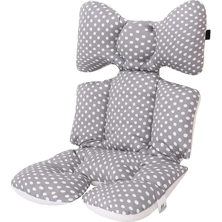 Universale Sitzauflage Sitzeinlage Babyschale Sportsitz Sitzpolster Baumwolle Atmungsaktiv für kinderwagen Buggy (Grauer Punkt)