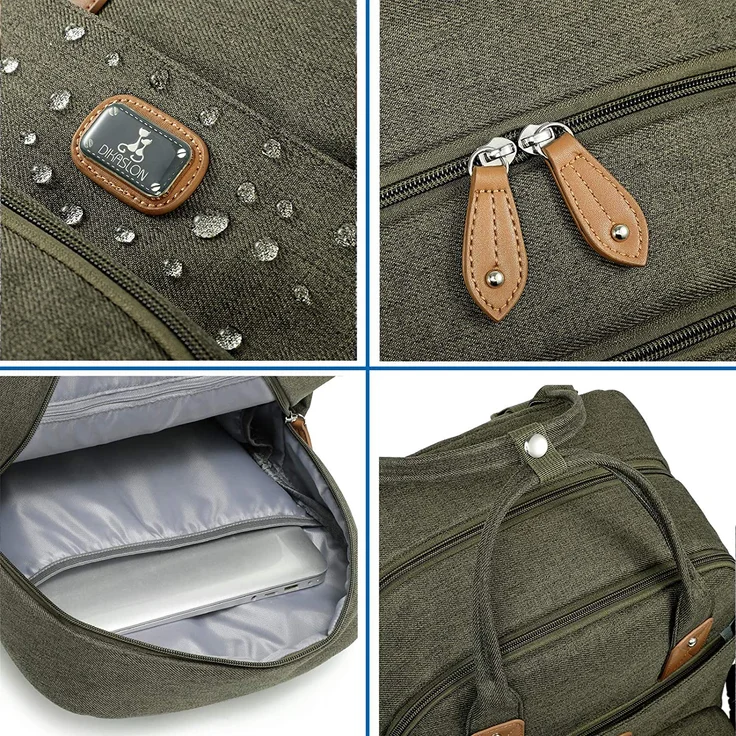 Dikaslon Wickeltasche Rucksack Großer Wickelrucksack mit Multifunktions-Babytaschen (Armeegrün) – Bild 9