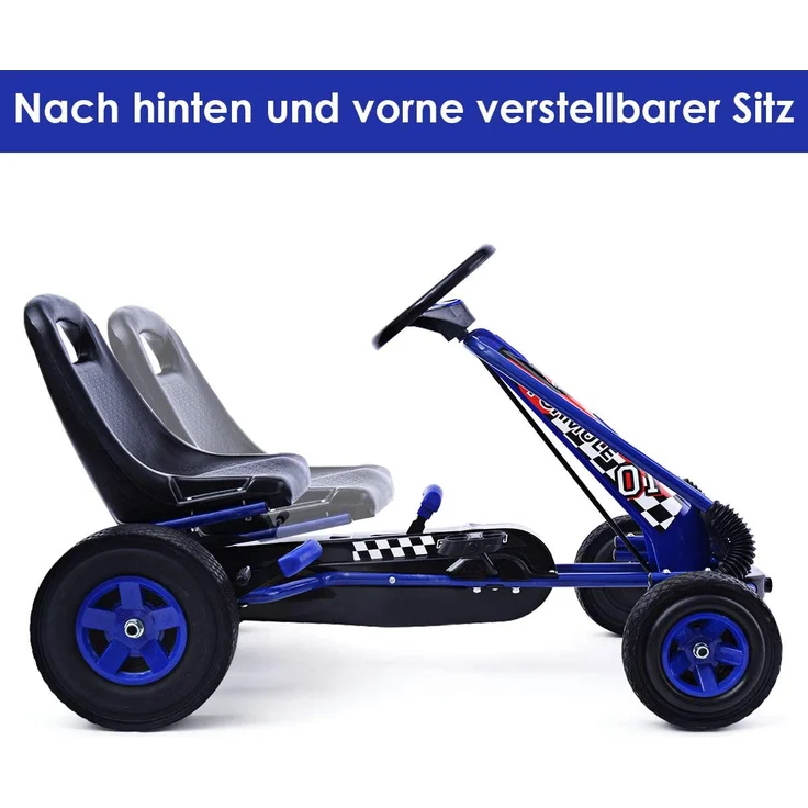 COSTWAY Gokart für Kinder Go Cart Tretauto Tretfahrzeug Pedalfahrzeug bla – Bild 4