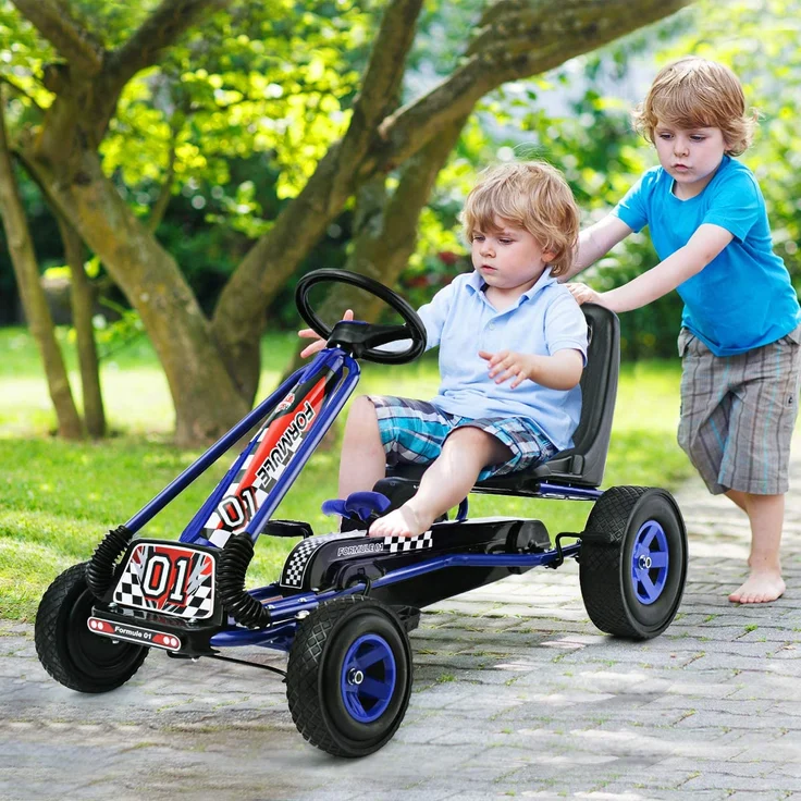COSTWAY Gokart für Kinder Go Cart Tretauto Tretfahrzeug Pedalfahrzeug bla – Bild 2