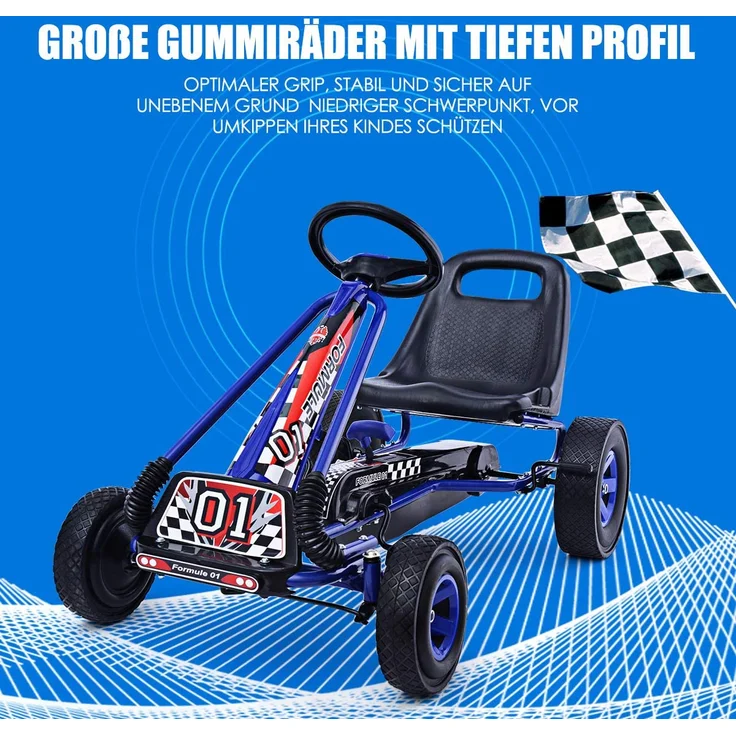 COSTWAY Gokart für Kinder Go Cart Tretauto Tretfahrzeug Pedalfahrzeug bla – Bild 8