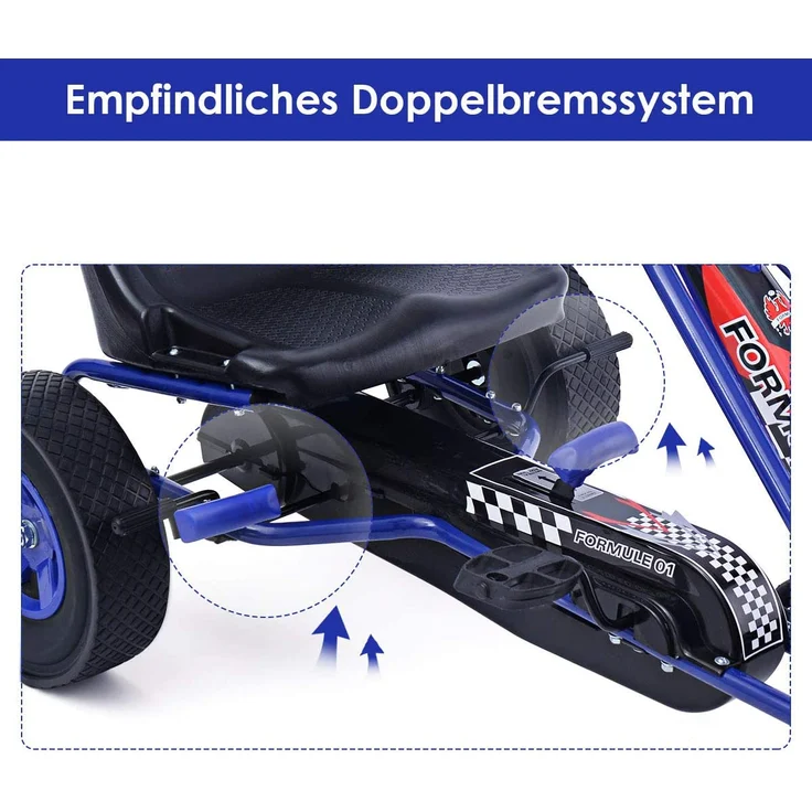COSTWAY Gokart für Kinder Go Cart Tretauto Tretfahrzeug Pedalfahrzeug bla – Bild 6