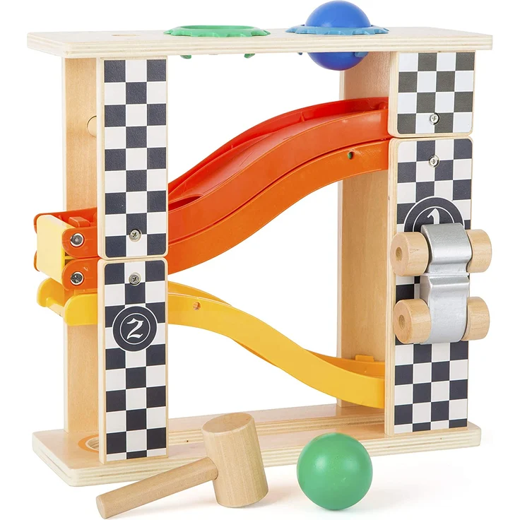 small foot 10601 Klopfkugelbahn aus Holz im Ralley- mit Zwei Verschiedenfarbigen Kugeln und Hammer zum Kugelklopfen – Bild 4
