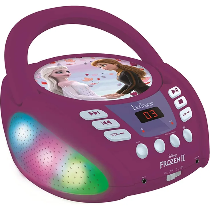 Lexibook RCD109FZ Disney Frozen 2-Bluetooth CD Player für Kinder - Tragbar, Multicolor Lichteffekte, Mikrofon, Aux-In-Buchse, AC oder Batteriebetrieben, Mädchen, Jungen, Violett