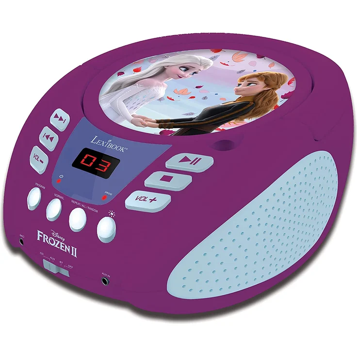 Lexibook RCD109FZ Disney Frozen 2-Bluetooth CD Player für Kinder - Tragbar, Multicolor Lichteffekte, Mikrofon, Aux-In-Buchse, AC oder Batteriebetrieben, Mädchen, Jungen, Violett – Bild 2