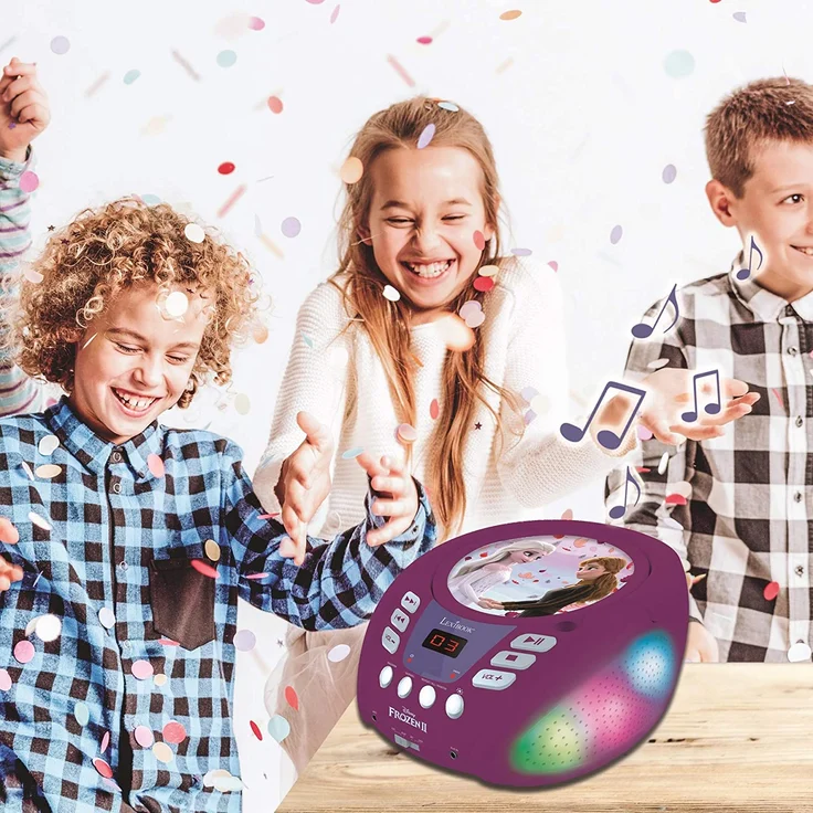 Lexibook RCD109FZ Disney Frozen 2-Bluetooth CD Player für Kinder - Tragbar, Multicolor Lichteffekte, Mikrofon, Aux-In-Buchse, AC oder Batteriebetrieben, Mädchen, Jungen, Violett – Bild 7