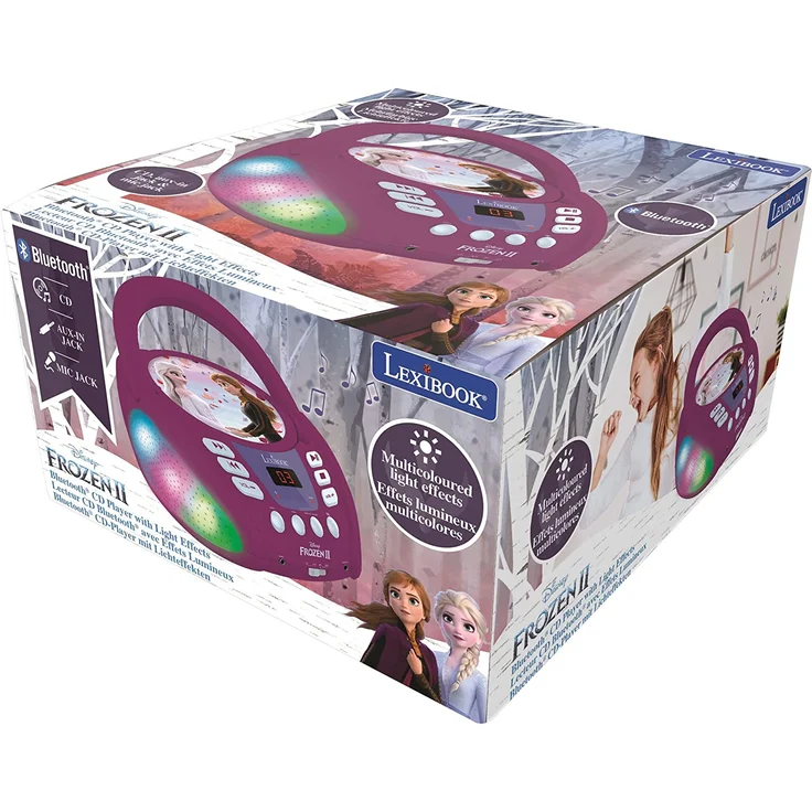 Lexibook RCD109FZ Disney Frozen 2-Bluetooth CD Player für Kinder - Tragbar, Multicolor Lichteffekte, Mikrofon, Aux-In-Buchse, AC oder Batteriebetrieben, Mädchen, Jungen, Violett – Bild 4