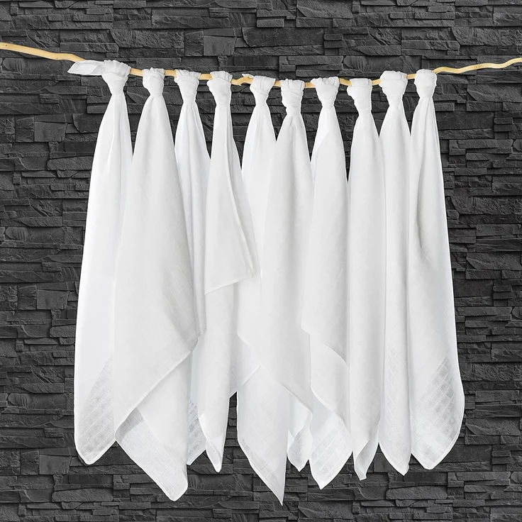 MAKIAN Mullwindeln/Spucktücher - 10er Pack, 80x80 cm, Oeko-TEX® Standard 100 geprüft, Premium Qualität - doppelt gewebte Stoffwindeln/Mulltücher mit verstärkter Umrandung, Kochfest - Weiß – Bild 3