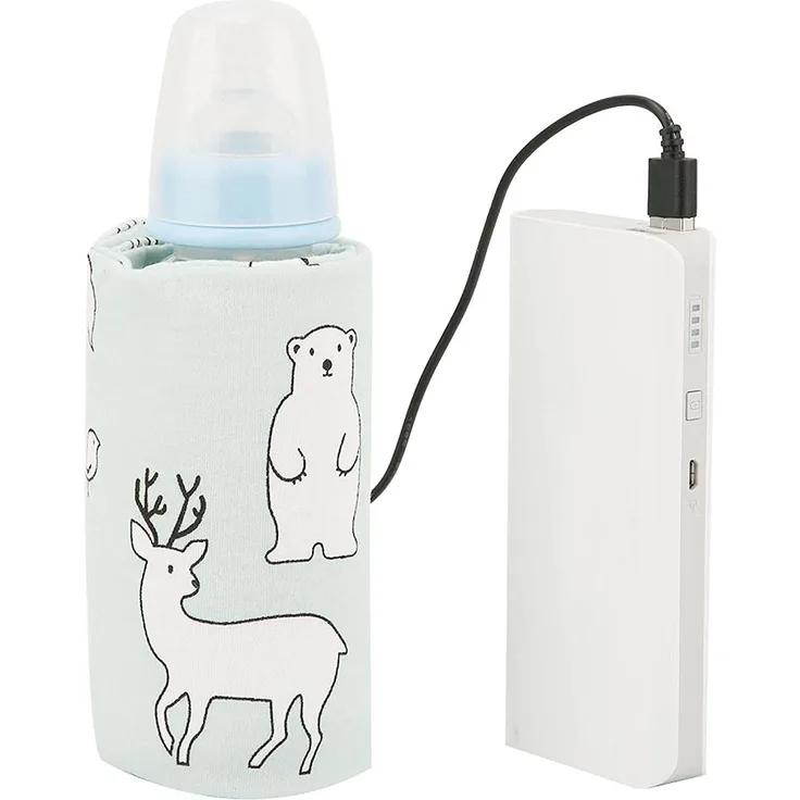 USB Babyflaschenwärmer Tragbare Cartoon Milchflasche Reise Heizungs Abdeckung Isolierungs Thermostat für Zuhause(Polar Bear-Pattern)