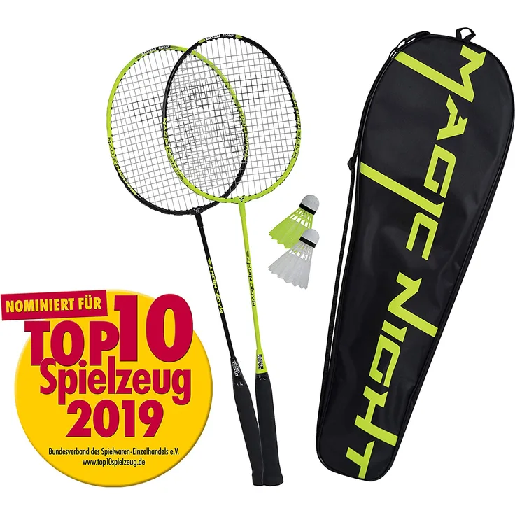 Talbot Torro Badminton-Set Magic Night, 2 Schläger, 2 LED Federbälle für das Spiel bei Nacht, in wertiger Tasche, 449405