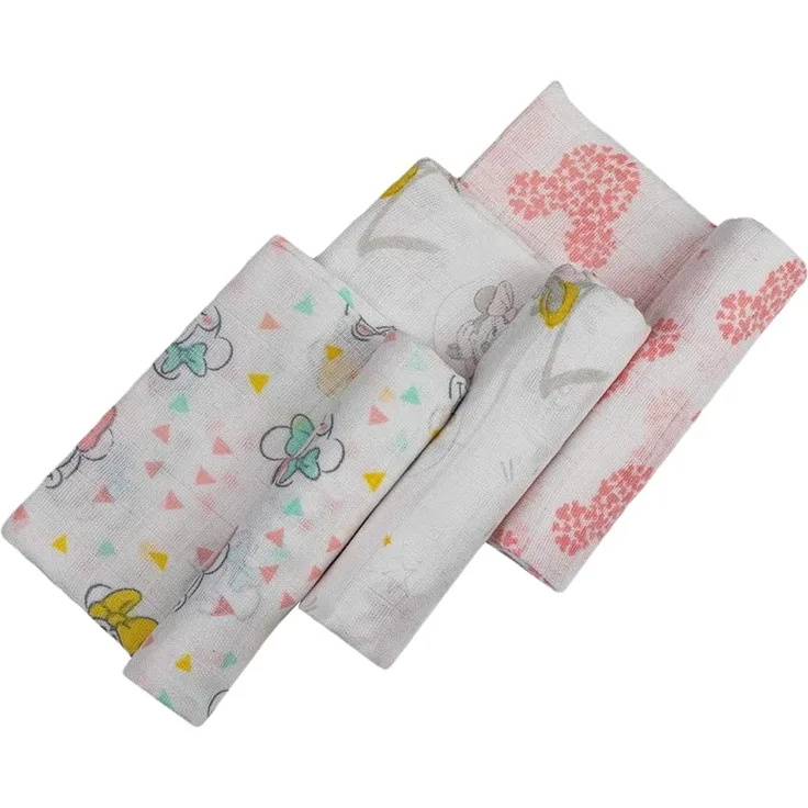 Interbaby MN018 Pack 3 Gaze Baumwolle Disney Minnie Mouse, weiß, 100 g