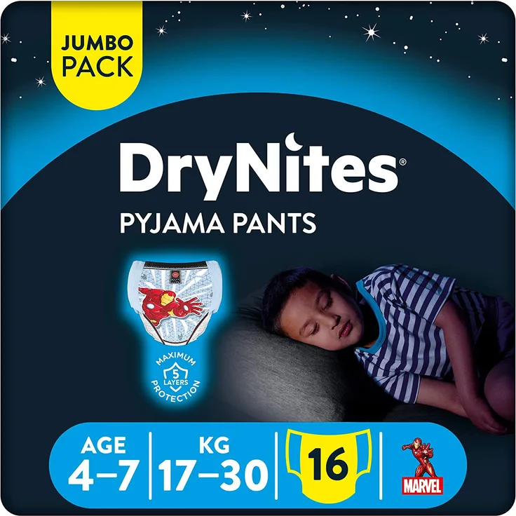 Huggies - Dry Nites Pyjama Unterhosen Jungen, 4-7 Jahre (2 Packungen á 16 Stück)