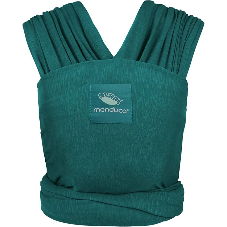 manduca Sling > Teal < Elastisches Babytragetuch mit GOTS Zertifikat 100% Bio-Baumwolle 3 Binde-Anleitungen (Bauchtrage, Wickelkreuztrage, Hüfttrage) für Neugeborene & Babys ab Geburt – Bild 4