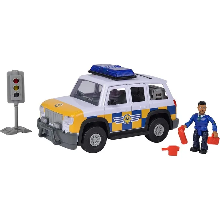 Simba Feuerwehrmann Sam Polizeiauto 4x4 mit Malcom Figur